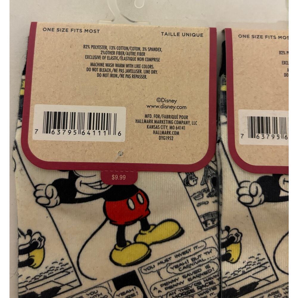 Hallmark Disney Mickey Mouse Comic Print Ankle Socks Lot of 2 Women Men NWT New - Picture 2 of 5